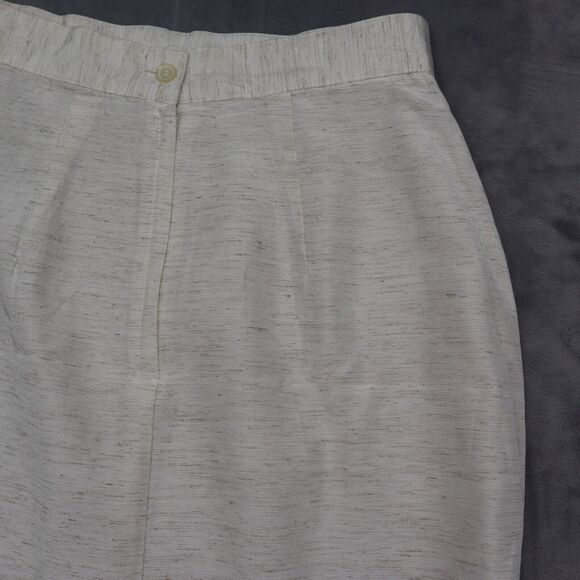 Tofy Skirt Womens 10 Ivory Lined Back Slit Midi Straight Pencil Casual - Picture 14 of 16